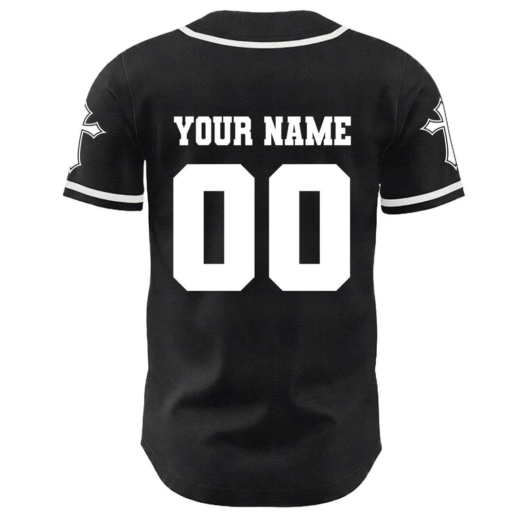 Christianartworkshop Crown Of Thorns Jesus Custom Name Number Cross Sleeve Unisex Baseball Jersey - image 2