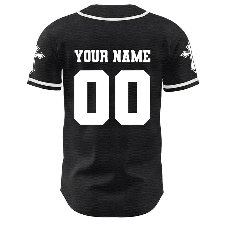 Christianartworkshop Crown Of Thorns Jesus Custom Name Number Cross Sleeve Unisex Baseball Jersey - image 2