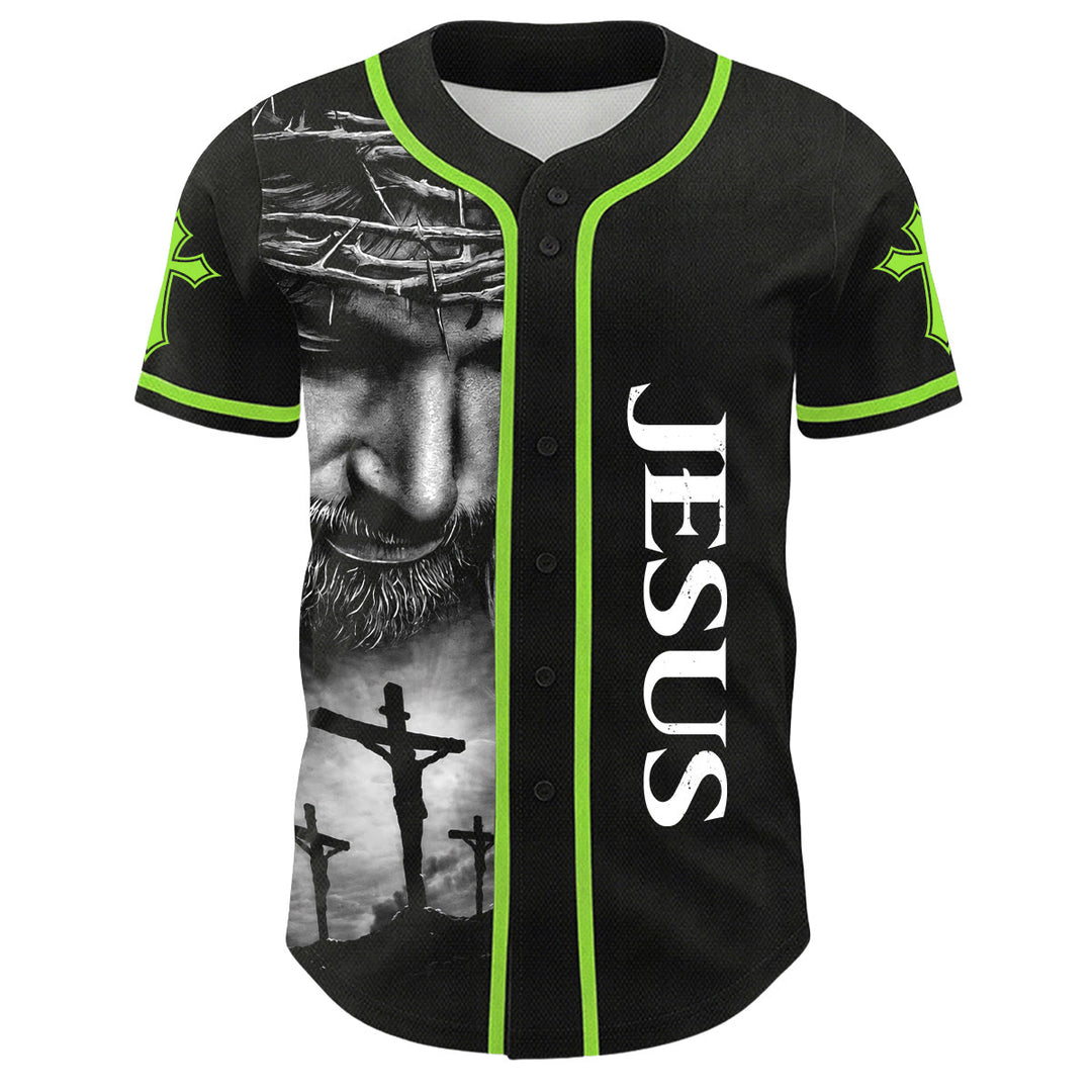 Christianartworkshop Crown Of Thorns Jesus Custom Name Number Cross Sleeve Unisex Baseball Jersey - image 27