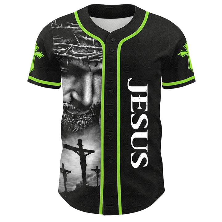 Christianartworkshop Crown Of Thorns Jesus Custom Name Number Cross Sleeve Unisex Baseball Jersey - image 27