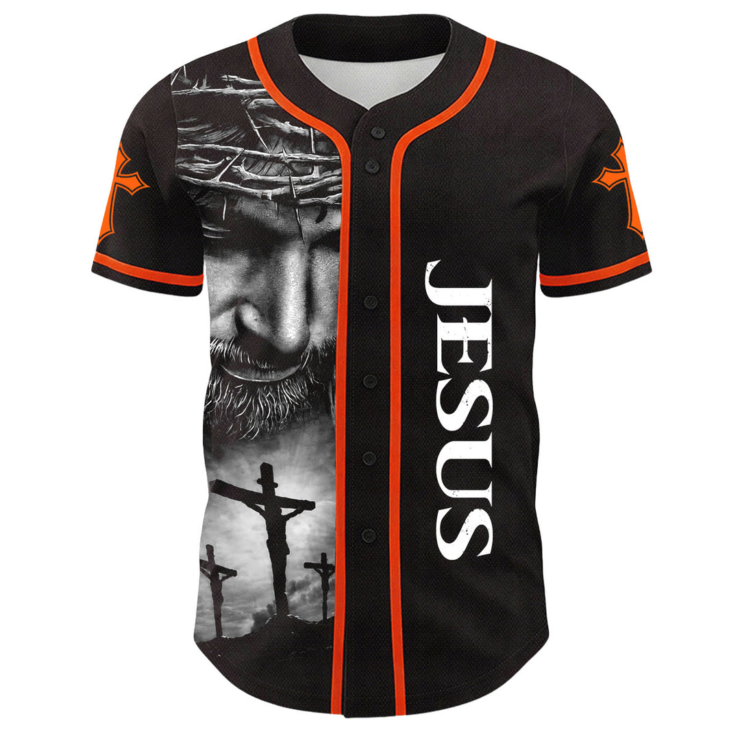 Christianartworkshop Crown Of Thorns Jesus Custom Name Number Cross Sleeve Unisex Baseball Jersey - image 23