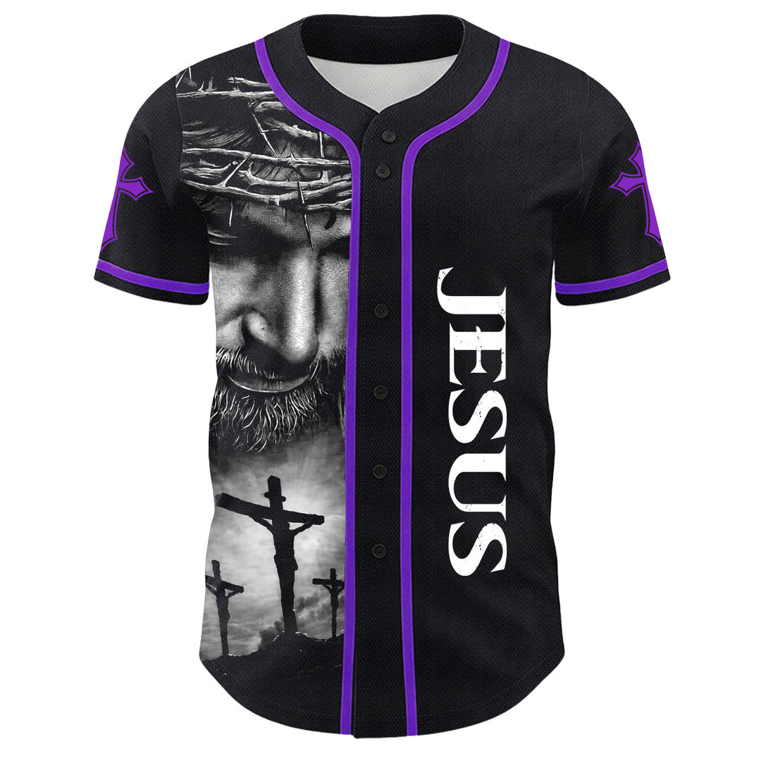 Christianartworkshop Crown Of Thorns Jesus Custom Name Number Cross Sleeve Unisex Baseball Jersey - image 30
