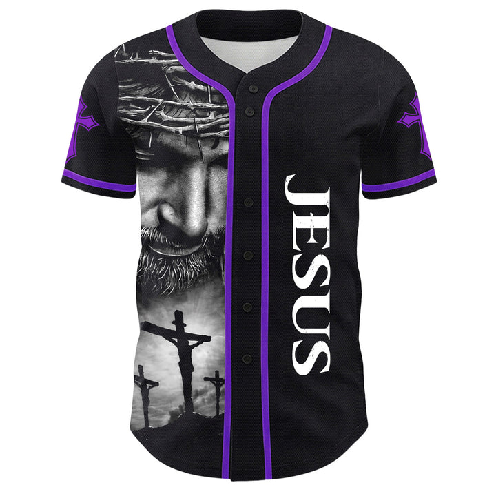 Christianartworkshop Crown Of Thorns Jesus Custom Name Number Cross Sleeve Unisex Baseball Jersey - image 30