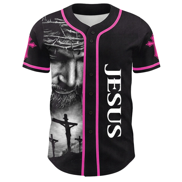 Christianartworkshop Crown Of Thorns Jesus Custom Name Number Cross Sleeve Unisex Baseball Jersey - image 19