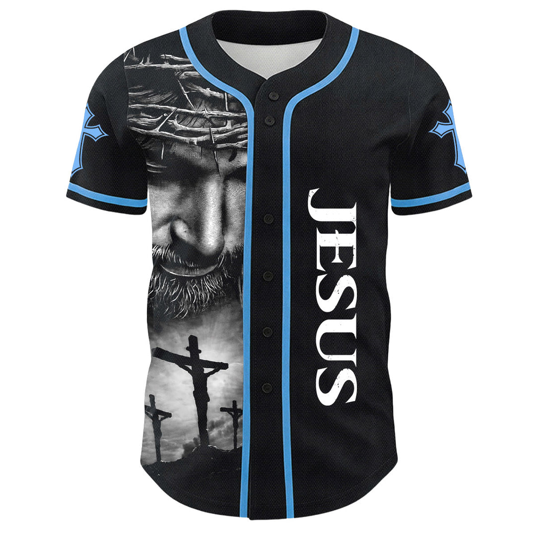 Christianartworkshop Crown Of Thorns Jesus Custom Name Number Cross Sleeve Unisex Baseball Jersey - image 15