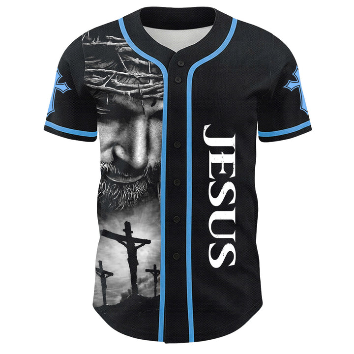 Christianartworkshop Crown Of Thorns Jesus Custom Name Number Cross Sleeve Unisex Baseball Jersey - image 15