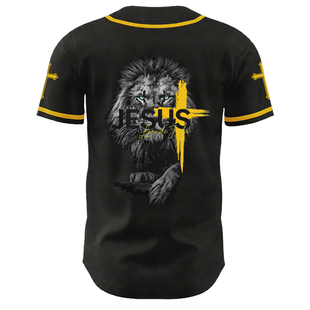 Christianartworkshop Lion Of Judah Jesus Cross Graphic Unisex Baseball Jersey - image 1