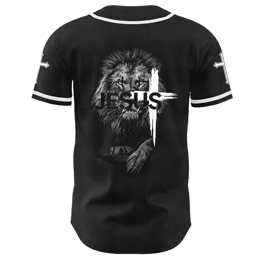 Christianartworkshop Lion Of Judah Jesus Cross Graphic Unisex Baseball Jersey - image 10
