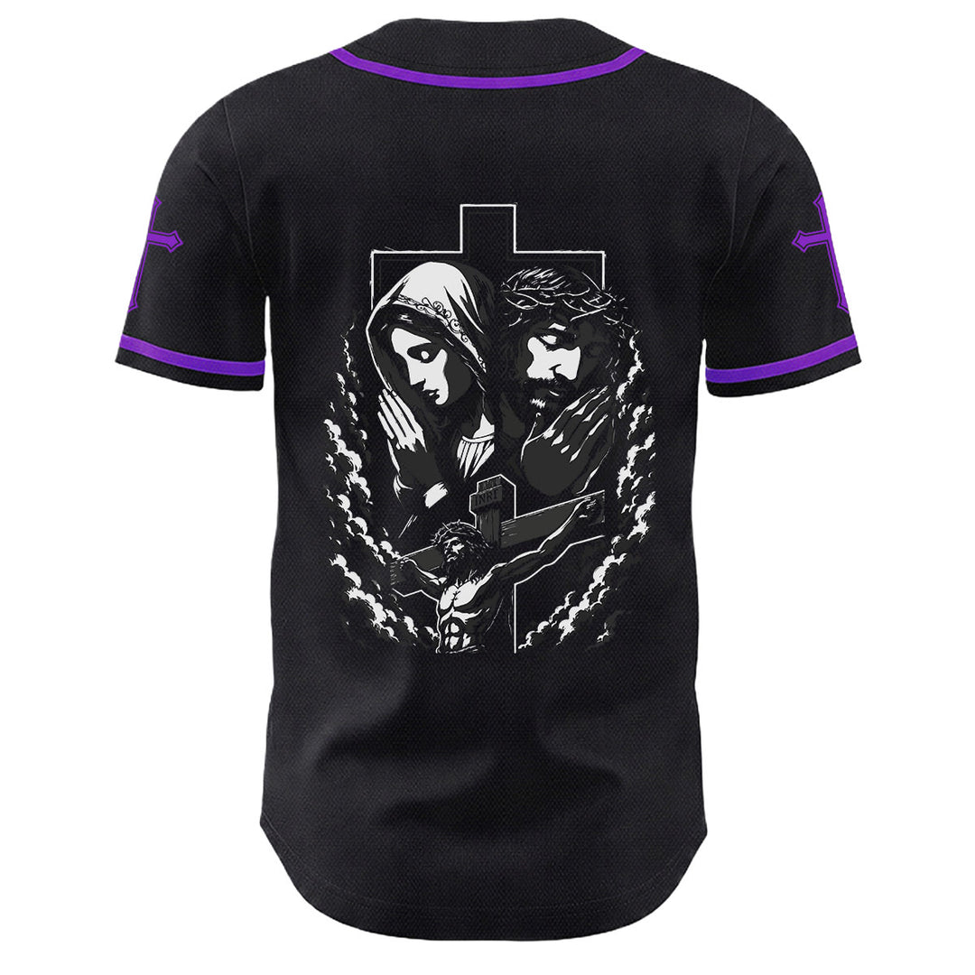 Christianartworkshop Jesus Virgin Mary Crucifix Cross Christian Unisex Baseball Jersey - image 25