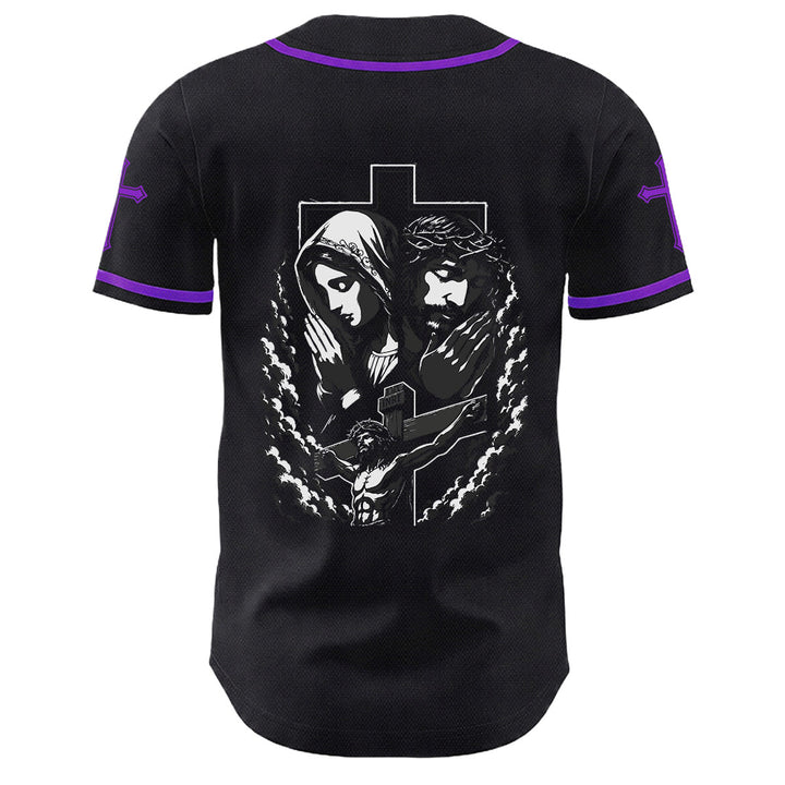 Christianartworkshop Jesus Virgin Mary Crucifix Cross Christian Unisex Baseball Jersey - image 25