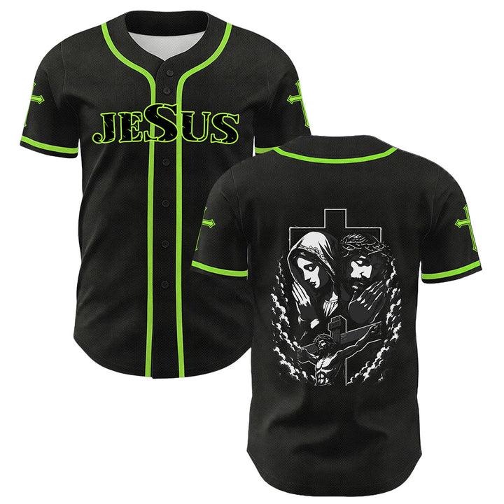 Christianartworkshop Jesus Virgin Mary Crucifix Cross Christian Unisex Baseball Jersey - Light Green - 5XL - image 21