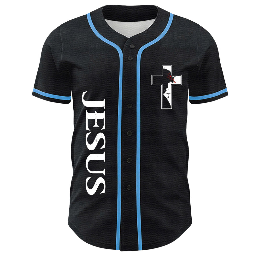 Christian Virgin Mary Jesus Crucifix Cross Graphic Baseball Jersey - image 17