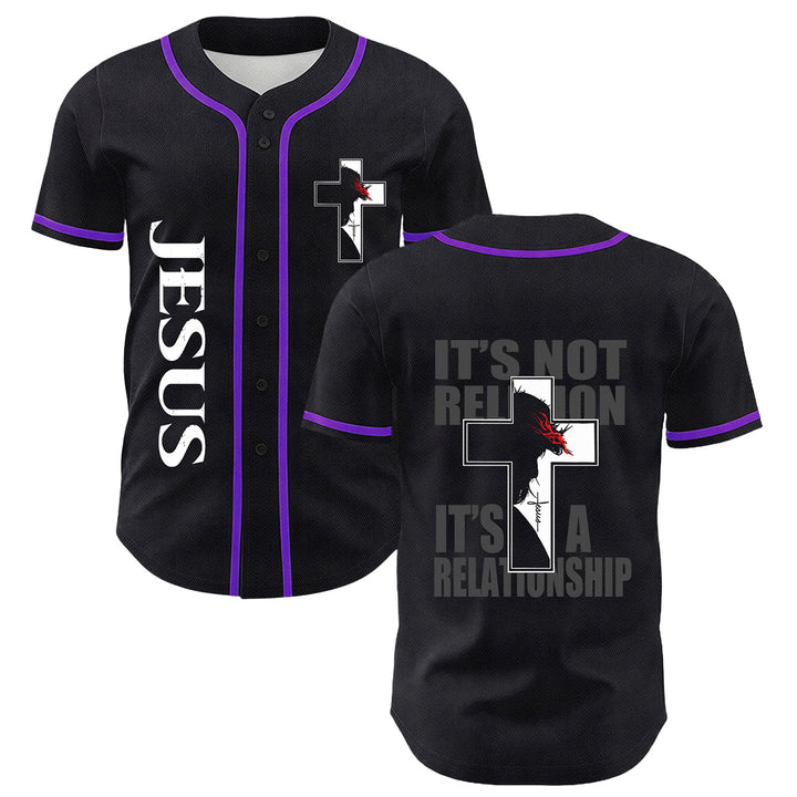 Christian Virgin Mary Jesus Crucifix Cross Graphic Baseball Jersey - Purple - 5XL - image 24