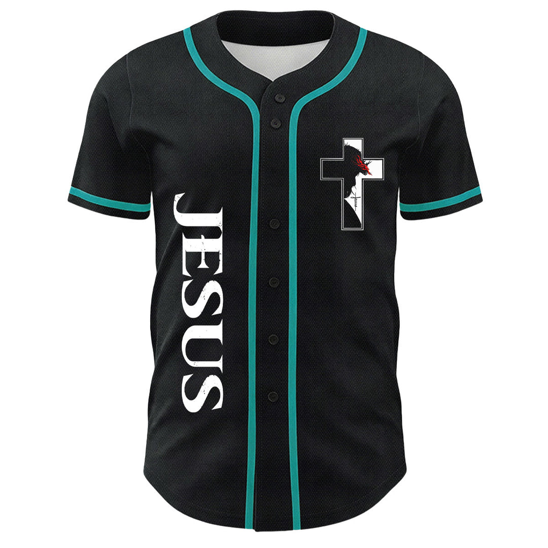 Christian Virgin Mary Jesus Crucifix Cross Graphic Baseball Jersey - image 14
