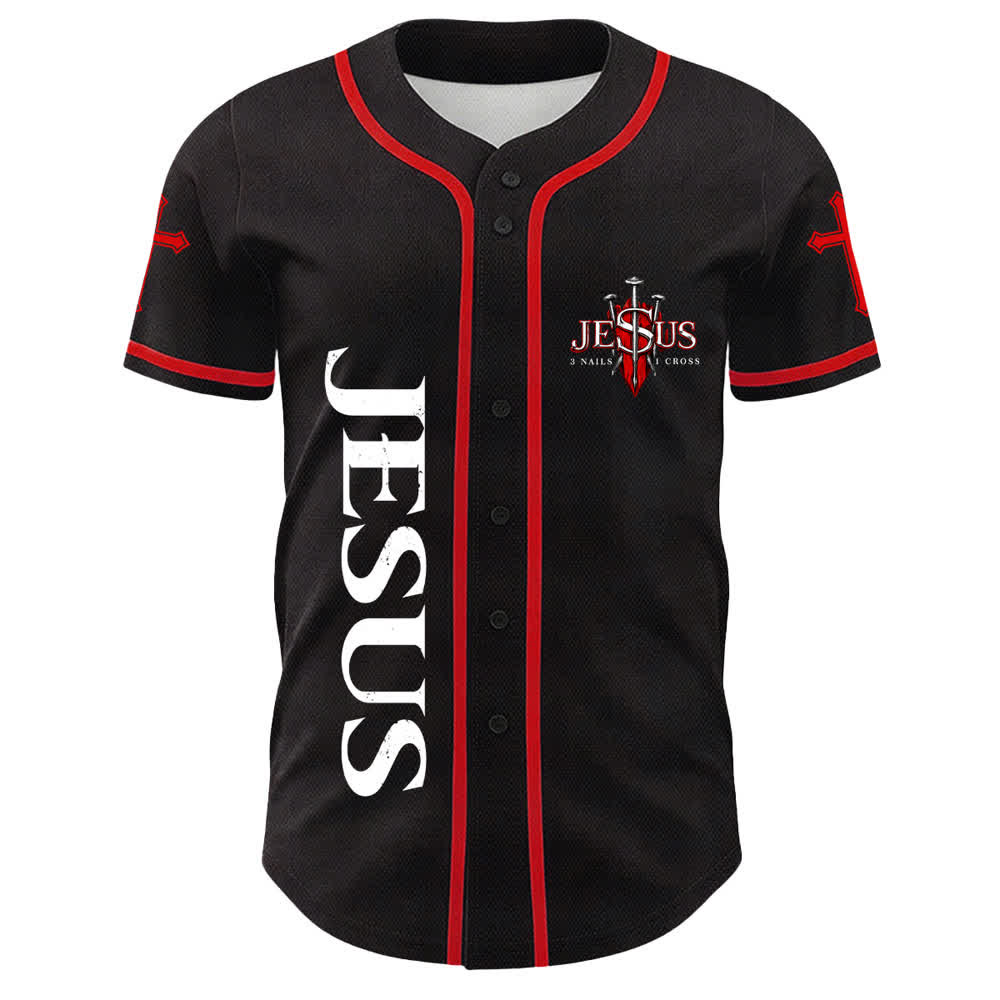 Christianartworkshop Jesus Is King John 14:6 3 Nails 1 Cross Unisex Baseball Jersey - image 2
