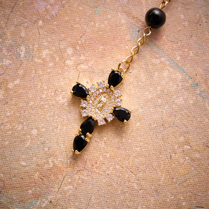 Christianartworkshop Multi-Color Stained Glass Pocket Car Rosary With Jeweled Our Lady of Guadalupe Cross - image 11