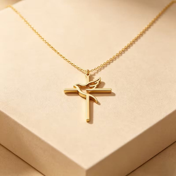 Christianartworkshop Minimal Outline Dove Cross Pendant Necklace: Emblem of Pure Heavenly Peace - image 3