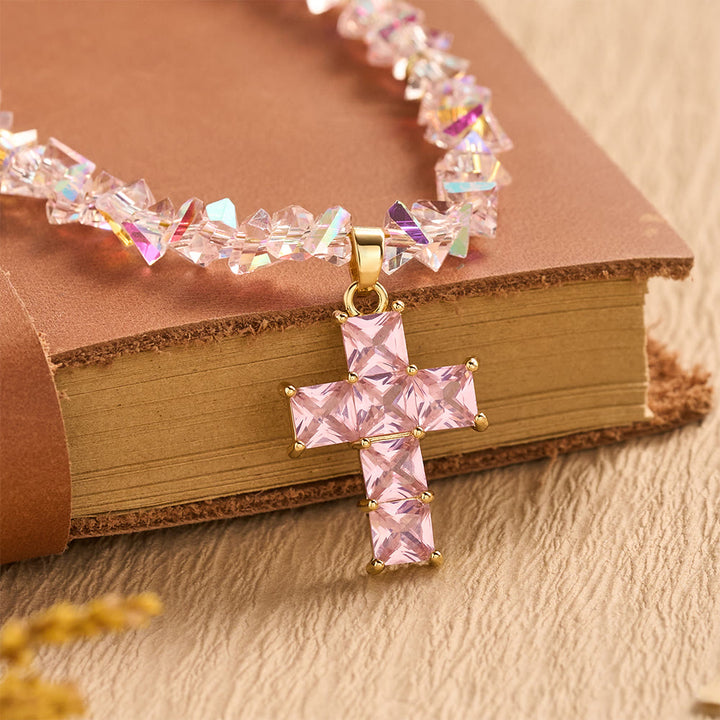 Christianartworkshop Faceted Crystal Bead Cross Charm Bracelet: Emblem of Sparkling Heavenly Blessing - image 9