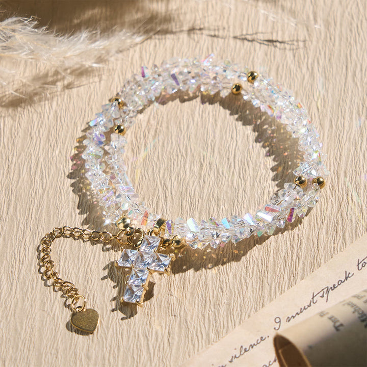 Christianartworkshop Faceted Crystal Bead Cross Charm Bracelet: Emblem of Sparkling Heavenly Blessing - White - image 17