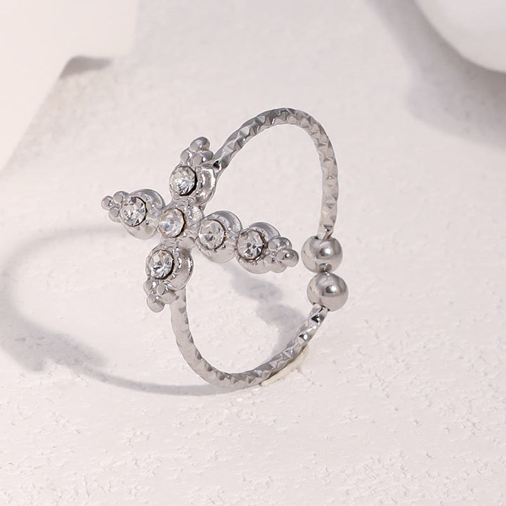 Christianartworkshop Twisted Band Adjustable Cross Stone Ring: Emblem of Radiant Heavenly Blessing - image 4