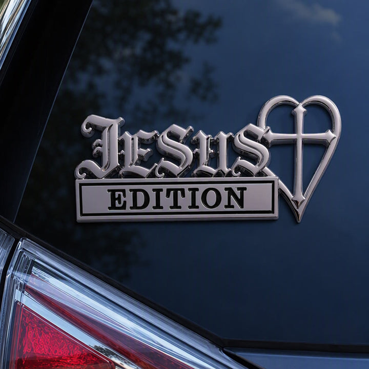 Christianartworkshop 3D Metal Jesus Heart Cross Car Sticker: Emblem of Firm Heavenly Conviction - image 2
