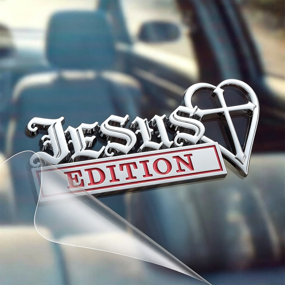Christianartworkshop 3D Metal Jesus Heart Cross Car Sticker: Emblem of Firm Heavenly Conviction - Silver Red - Set of 10 - image 3