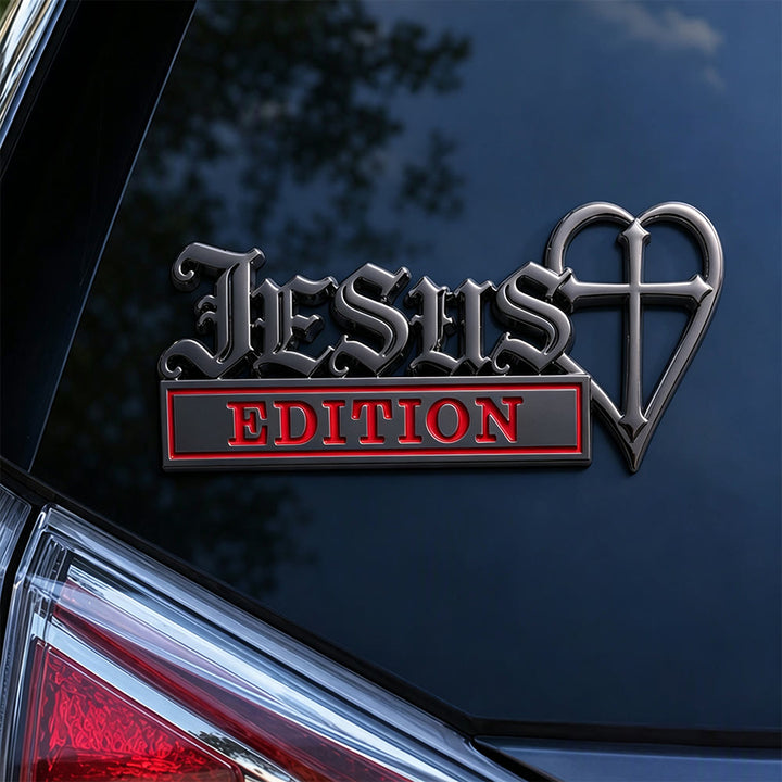 Christianartworkshop 3D Metal Jesus Heart Cross Car Sticker: Emblem of Firm Heavenly Conviction - Black Red - Set of 10 - image 6
