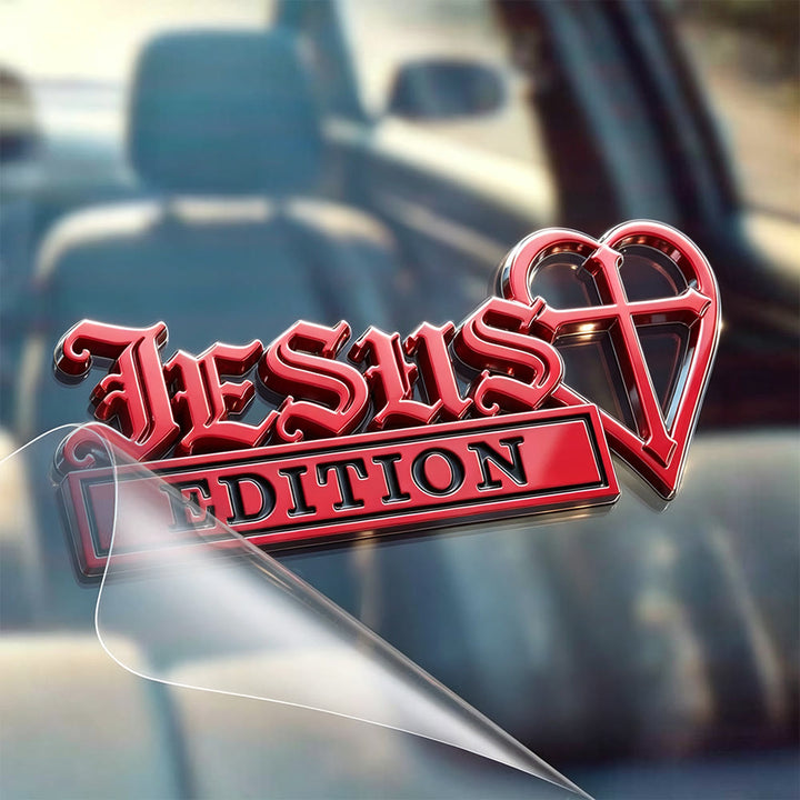 Christianartworkshop 3D Metal Jesus Heart Cross Car Sticker: Emblem of Firm Heavenly Conviction - Red Black - Set of 10 - image 7