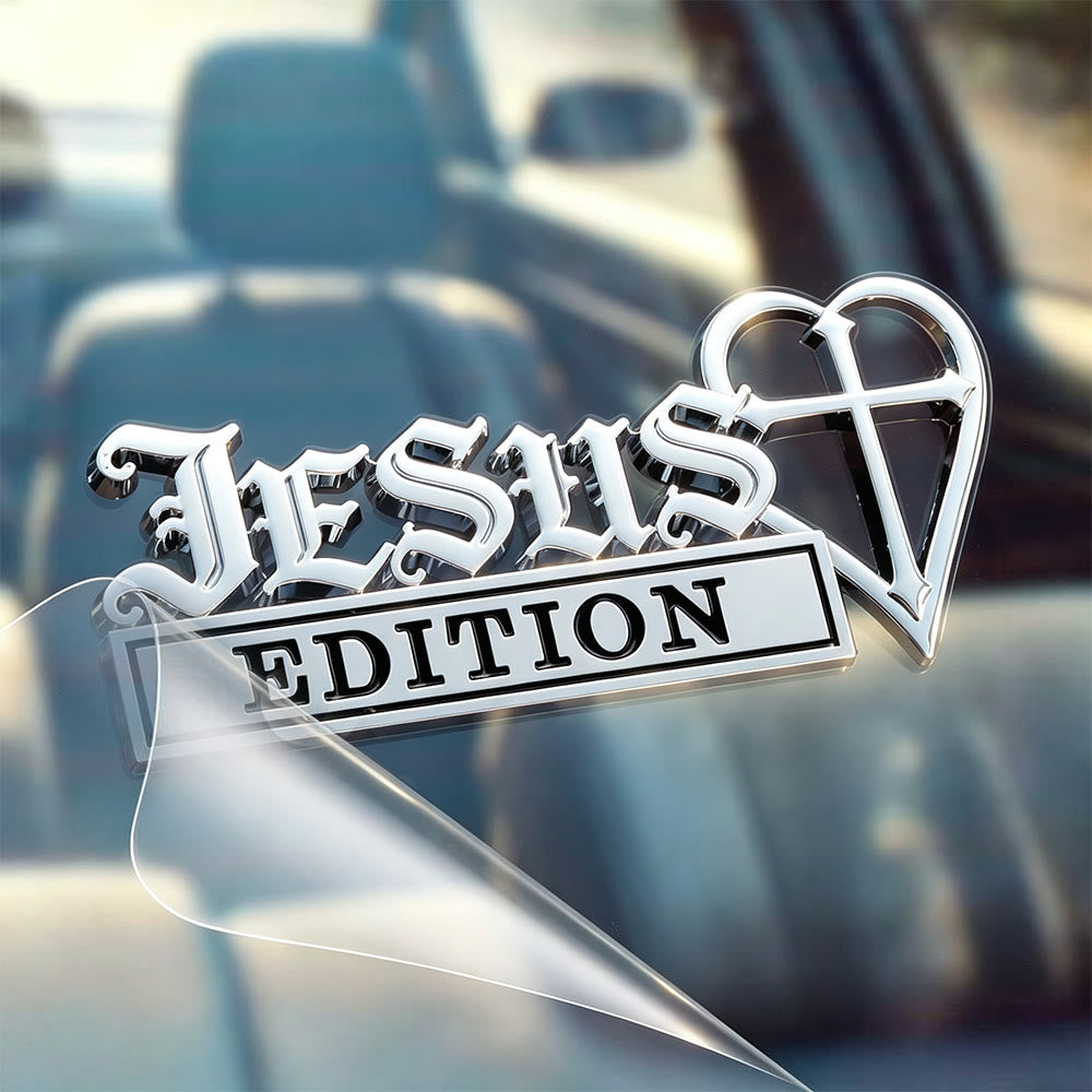 Christianartworkshop 3D Metal Jesus Heart Cross Car Sticker: Emblem of Firm Heavenly Conviction - Silver Black - Set of 10 - image 1