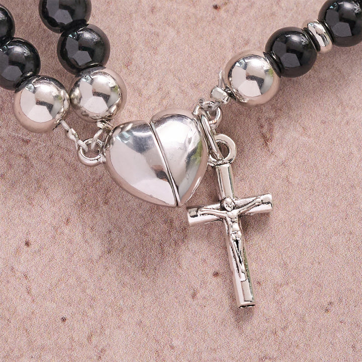 Christianartworkshop Round Bead Wrap Bracelet With Cross & Holy Medal: Emblem of Pure Heavenly Mercy - image 10