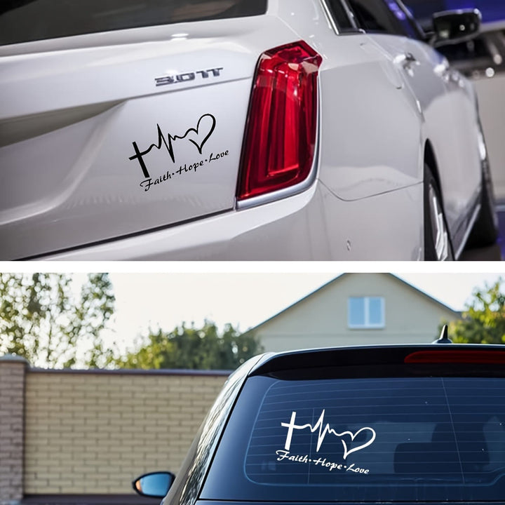 Christianartworkshop Lifeline Cross Heart Faith Hope Love Car Sticker: Emblem of Complete Heavenly Blessing - image 2