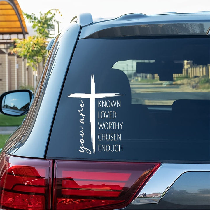 Christianartworkshop Brushstroke Cross Affirmation Car Sticker: Emblem of Warm Heavenly Self-Affirmation - Set of 10 - image 0