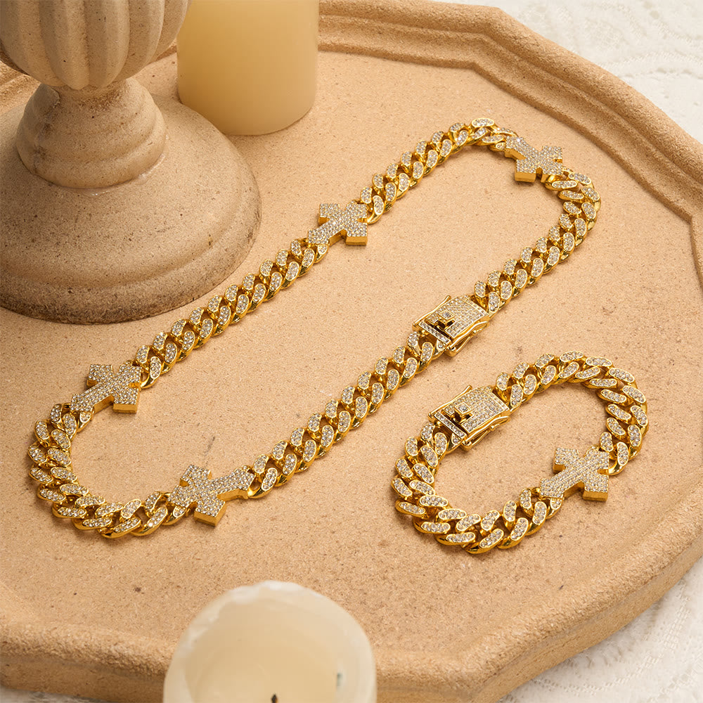 Christianartworkshop Iced Out Cuban Link Cross Necklace: Emblem of Bold Heavenly Fortitude - Golden - image 3
