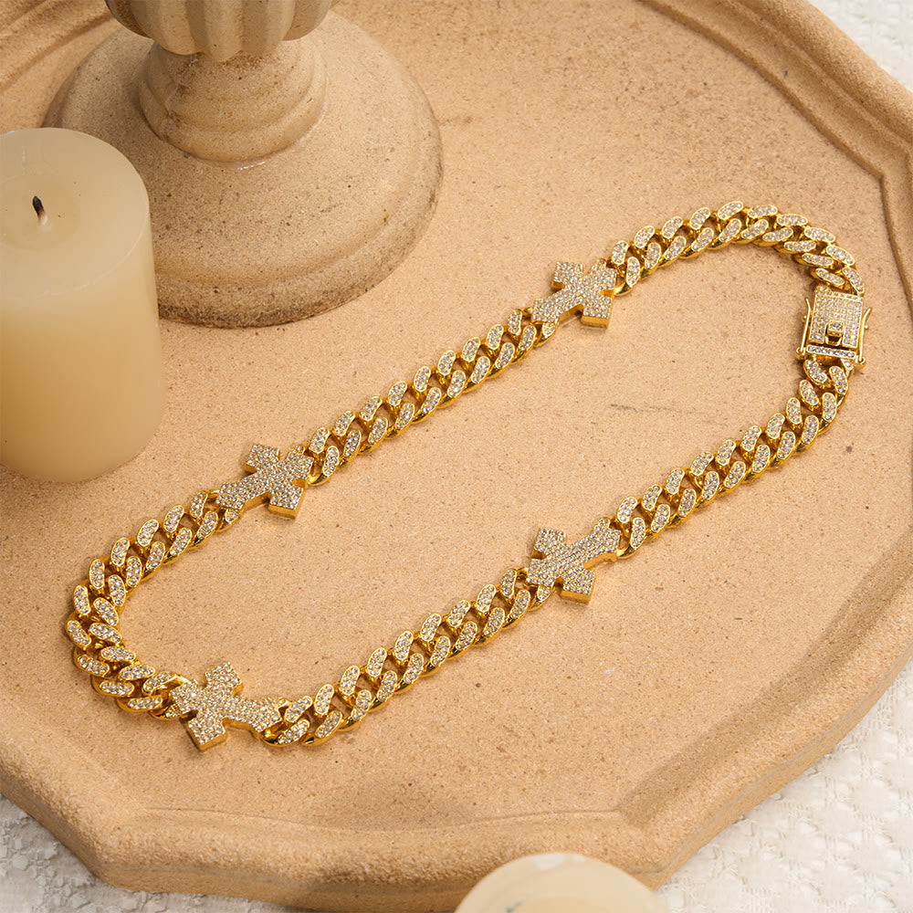 Christianartworkshop Iced Out Cuban Link Cross Necklace: Emblem of Bold Heavenly Fortitude - image 4