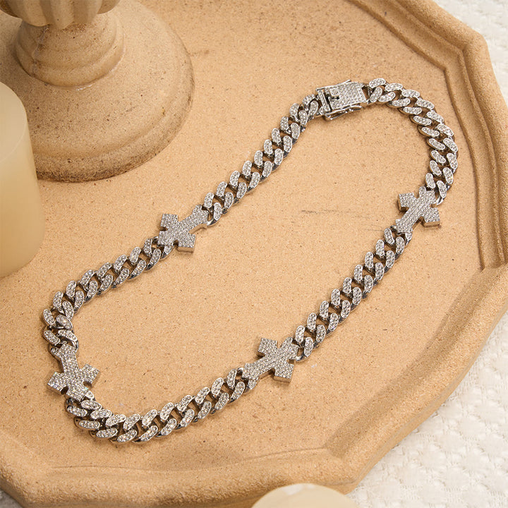 Christianartworkshop Iced Out Cuban Link Cross Necklace: Emblem of Bold Heavenly Fortitude - image 1
