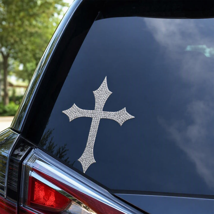 Christianartworkshop Gothic Spike Glitter Cross Car Sticker: Emblem of Firm Heavenly Protection - image 3