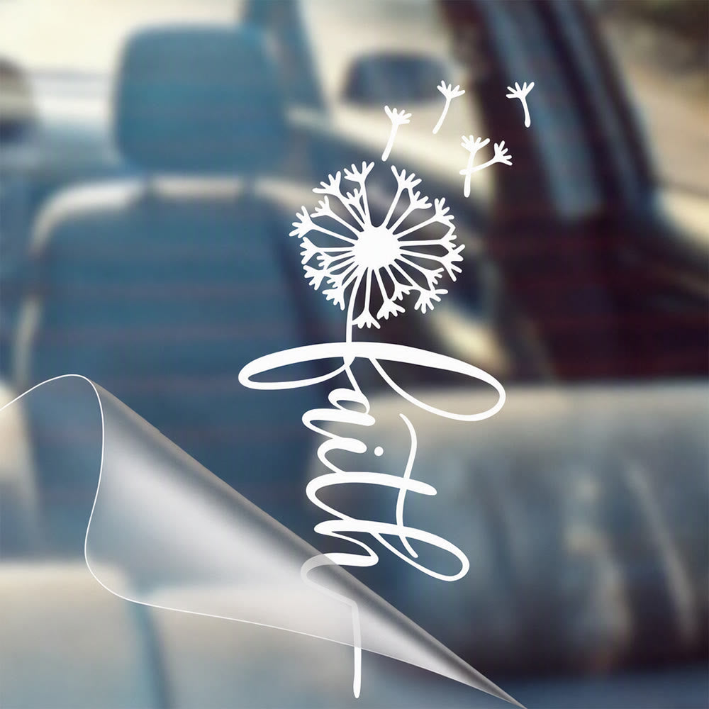 Christianartworkshop Cursive Faith Dandelion Car Sticker: Emblem of Gentle Heavenly Hope - image 3