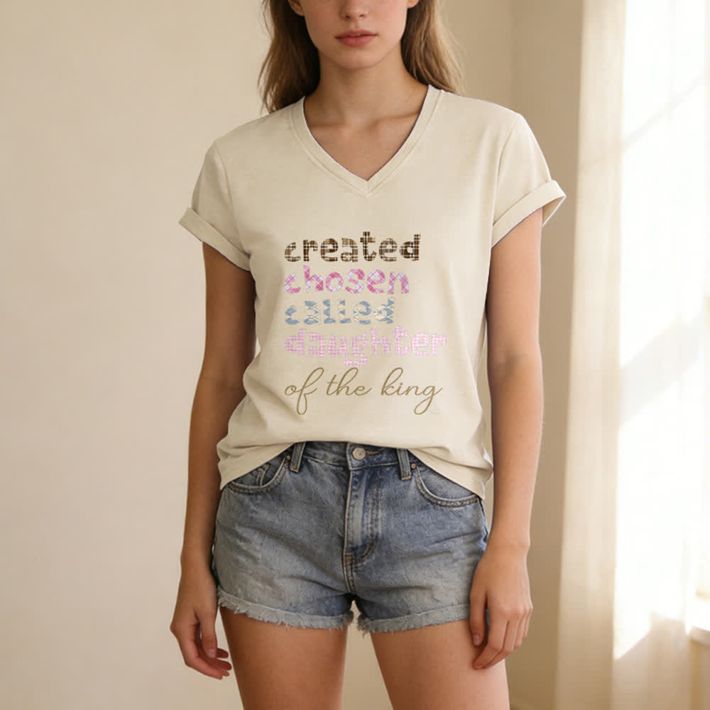 Christianartworkshop Chosen Daughter Graphic Heather Charcoal Women's V Neck Tee - image 15