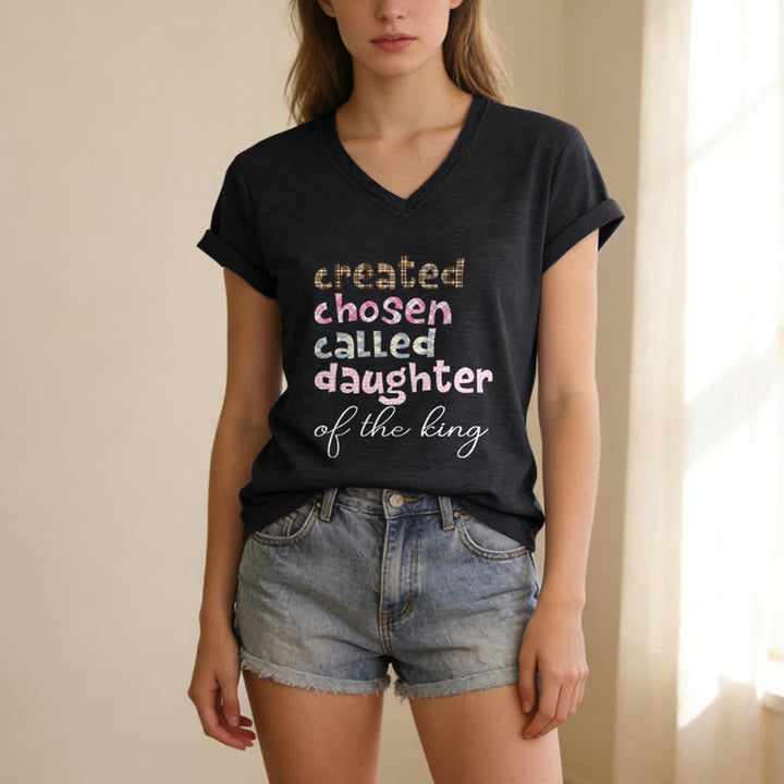 Christianartworkshop Chosen Daughter Graphic Heather Charcoal Women's V Neck Tee - image 13
