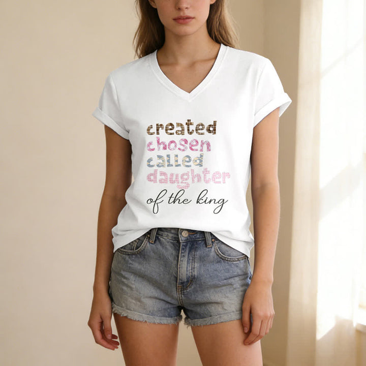 Christianartworkshop Chosen Daughter Graphic Heather Charcoal Women's V Neck Tee - image 3