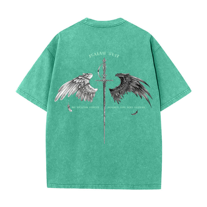 Christianartworkshop Isaiah 54:17 Wings Of Hope Washed T-Shirt - image 10