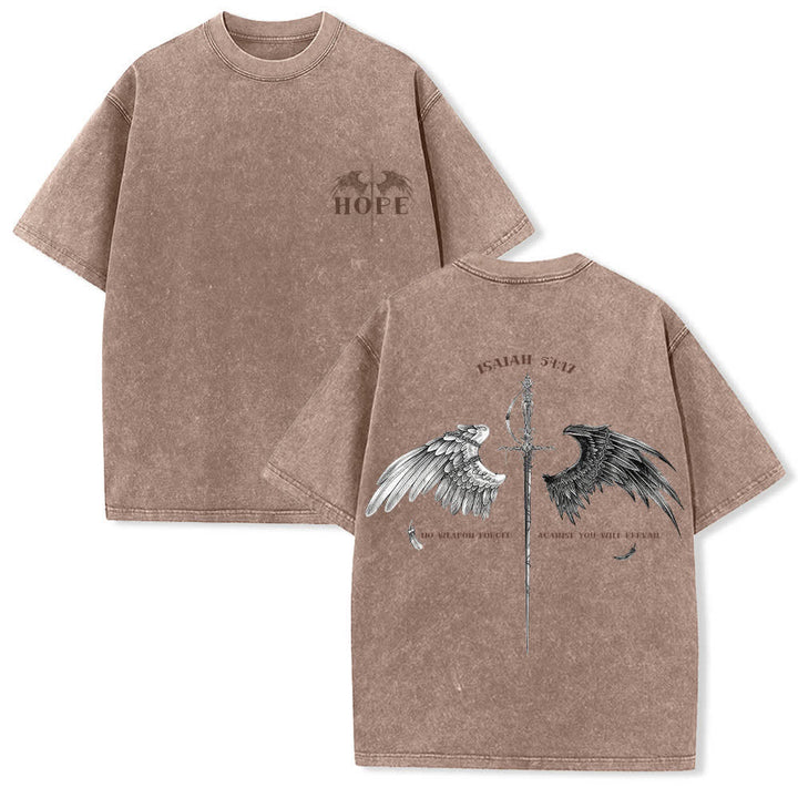 Christianartworkshop Isaiah 54:17 Wings Of Hope Washed T-Shirt - Brown - 4XL - image 18