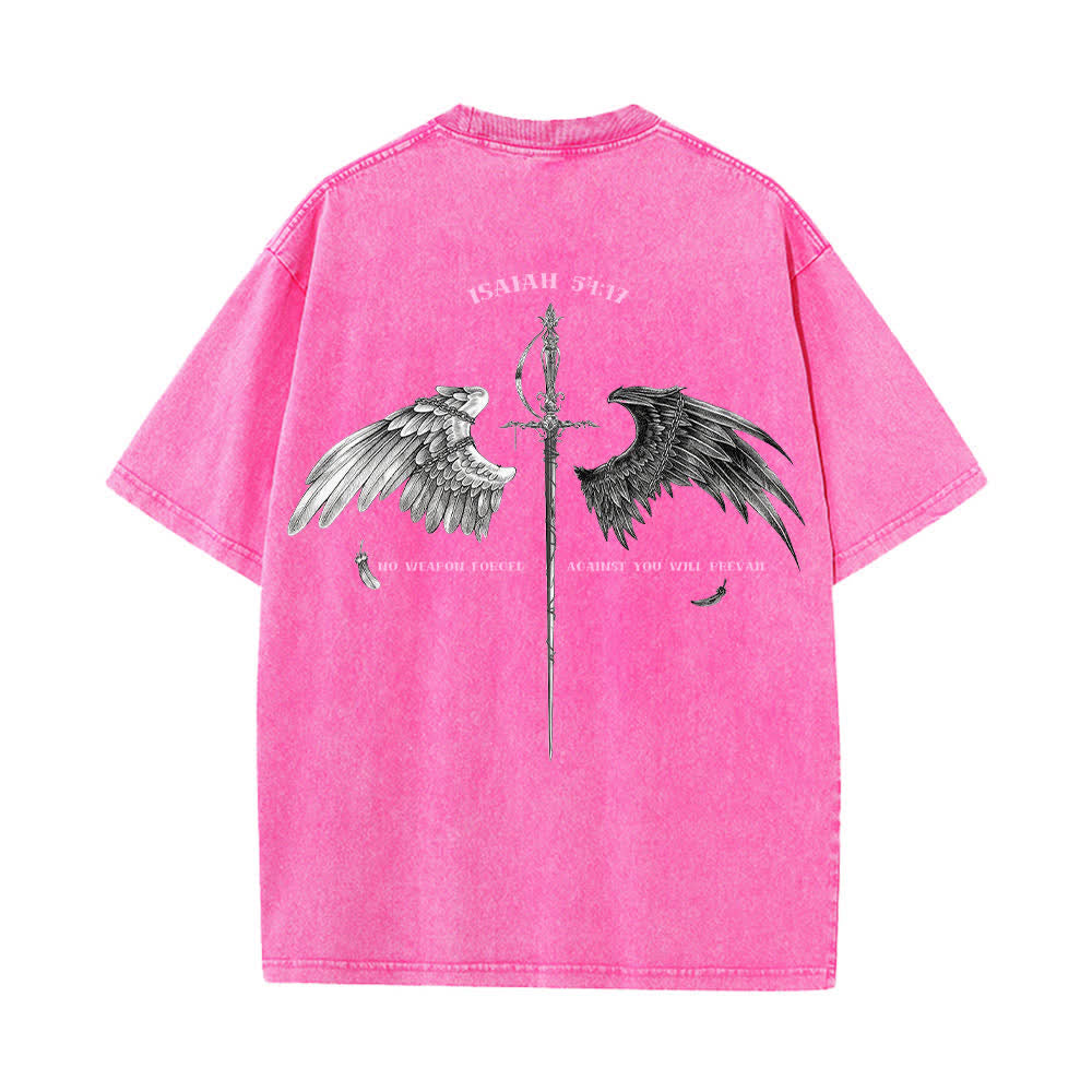 Christianartworkshop Isaiah 54:17 Wings Of Hope Washed T-Shirt - image 22