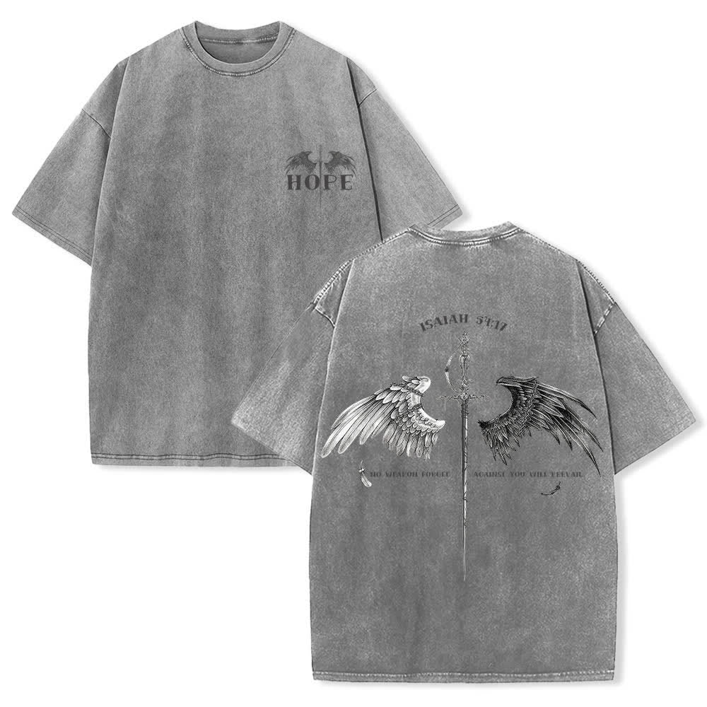 Christianartworkshop Isaiah 54:17 Wings Of Hope Washed T-Shirt - Grey - 4XL - image 15