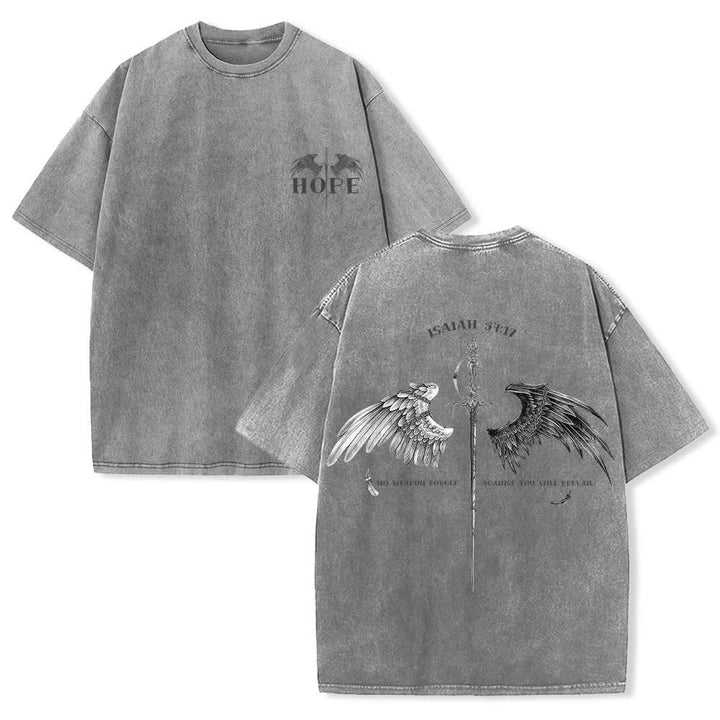 Christianartworkshop Isaiah 54:17 Wings Of Hope Washed T-Shirt - Grey - 4XL - image 15