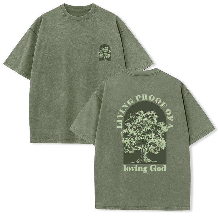 Christianartworkshop Living Proof Tree Oversized Washed T-Shirt - Army Green - 4XL - image 0