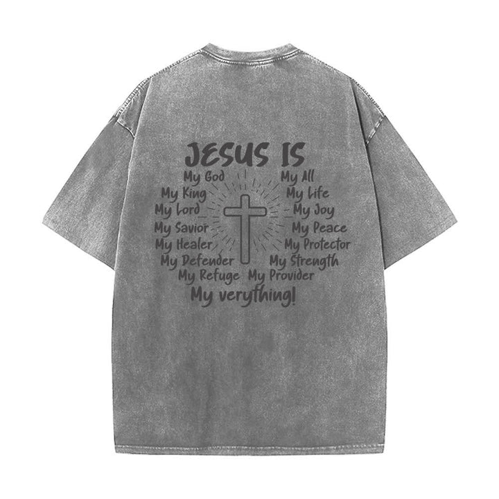 Christianartworkshop Jesus Is Cross Back Print Oversized Washed T-Shirt - image 13