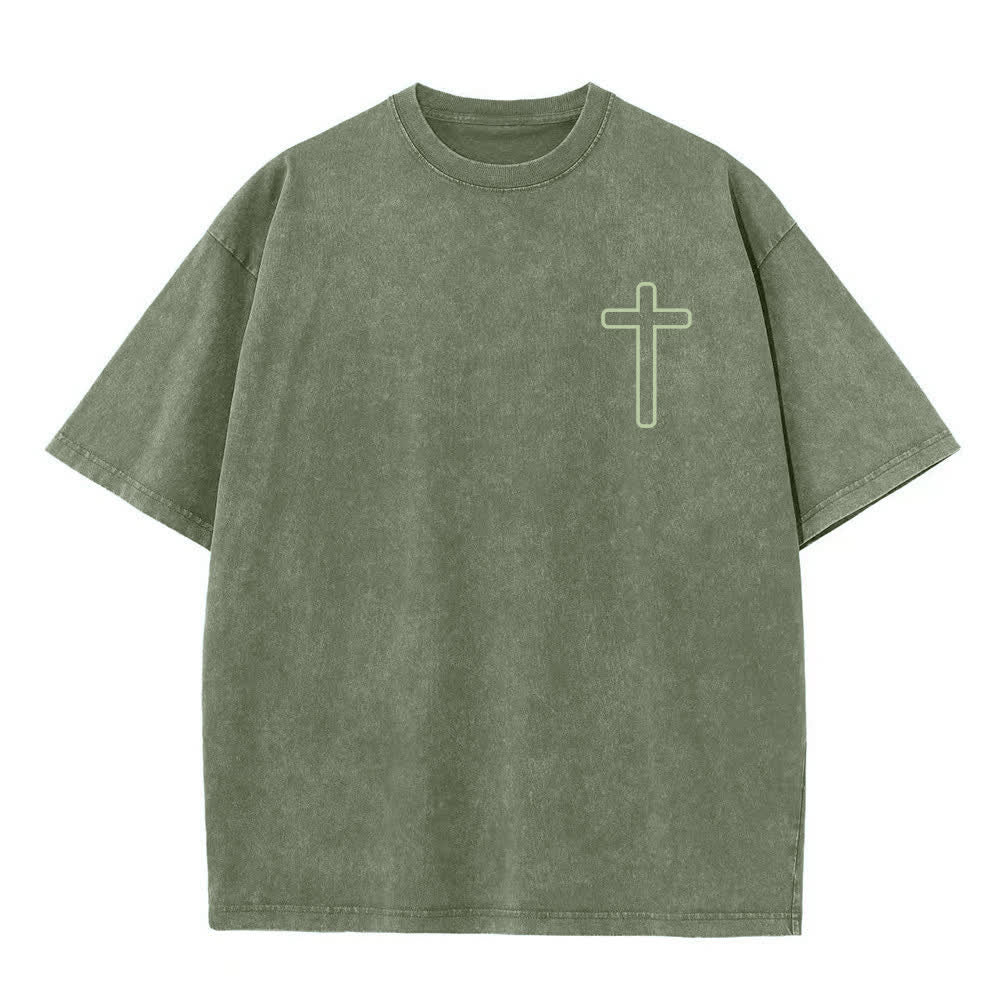 Christianartworkshop Jesus Is Cross Back Print Oversized Washed T-Shirt - image 5