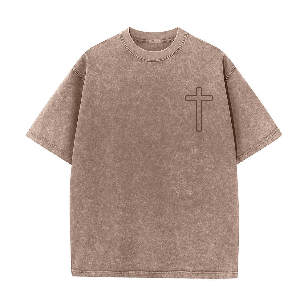 Christianartworkshop Jesus Is Cross Back Print Oversized Washed T-Shirt - image 11