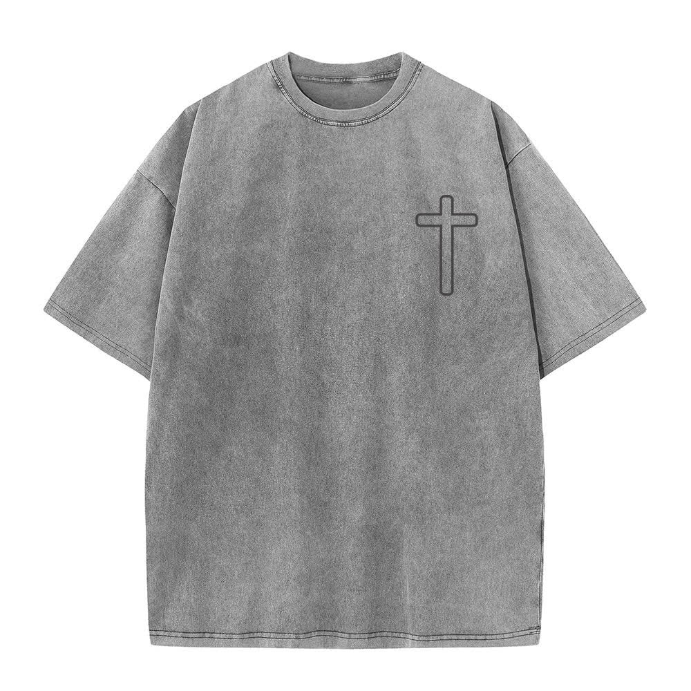 Christianartworkshop Jesus Is Cross Back Print Oversized Washed T-Shirt - image 14